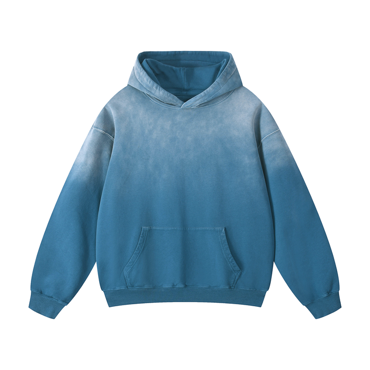 Point Cloud hoodie, front: clean Jeans Blue sunfade, no print