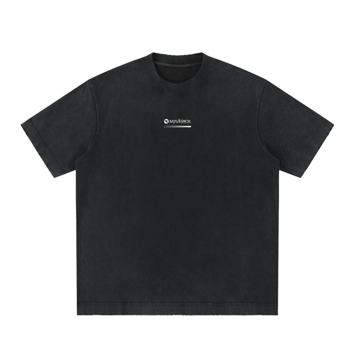 Thermal tee in washed black, front: Maverick wordmark over the White Hot gradient bar