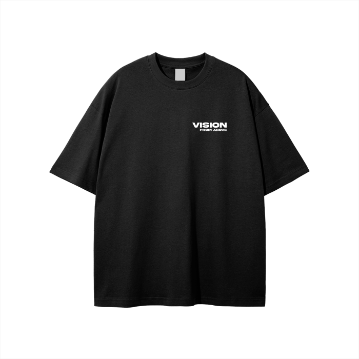 Maverick Vision T-shirt in black, front, with 'Vision From Above' on the chest