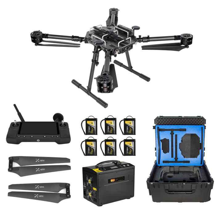 Arcsky X55 Battery Module Bundle contents: aircraft, controller, six flight batteries, charger, travel case and propellers