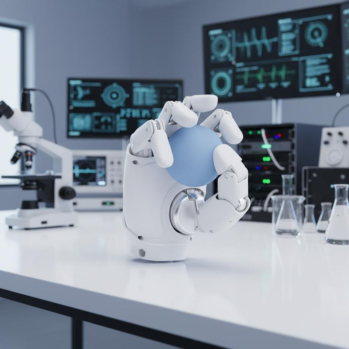 AGIBOT OmniHand grasping a laboratory item, official AGIBOT image