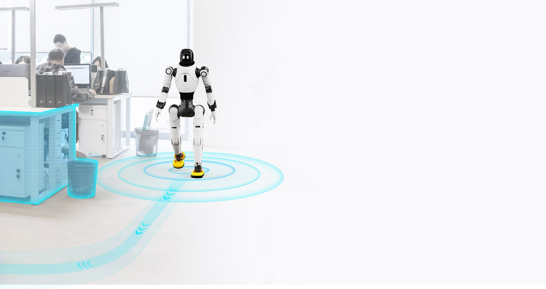 AGIBOT X2 humanoid robot navigating a laboratory floor