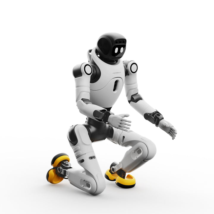 AGIBOT X2 humanoid robot kneeling, official AGIBOT image