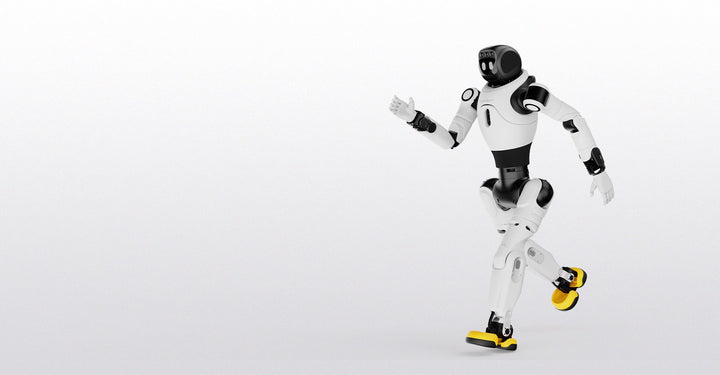 AGIBOT X2 humanoid robot walking on a white studio floor