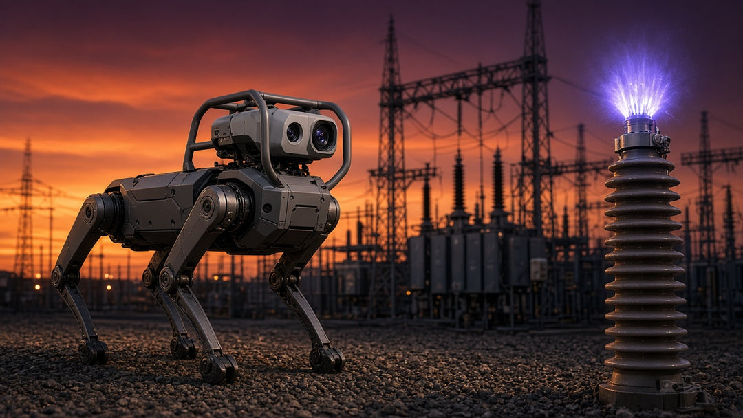 Corona Detection Robot Dog UV+VIS inspecting a substation, Maverick