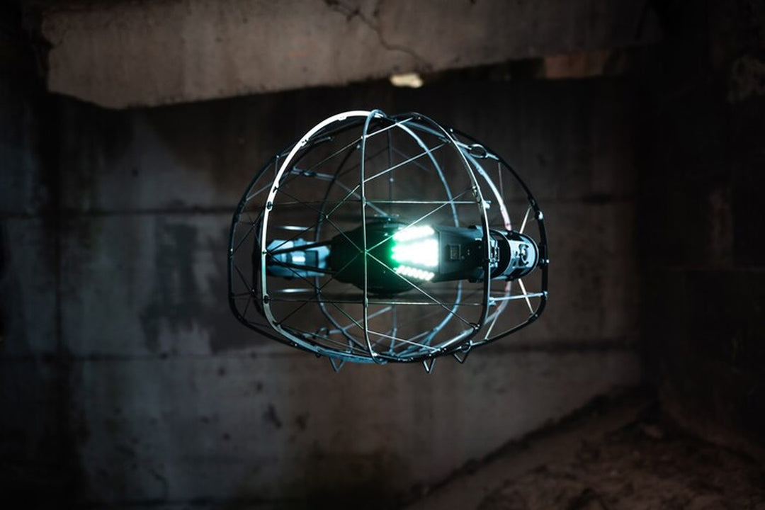 Flybotix ASIO Pro confined space inspection drone with protective cage