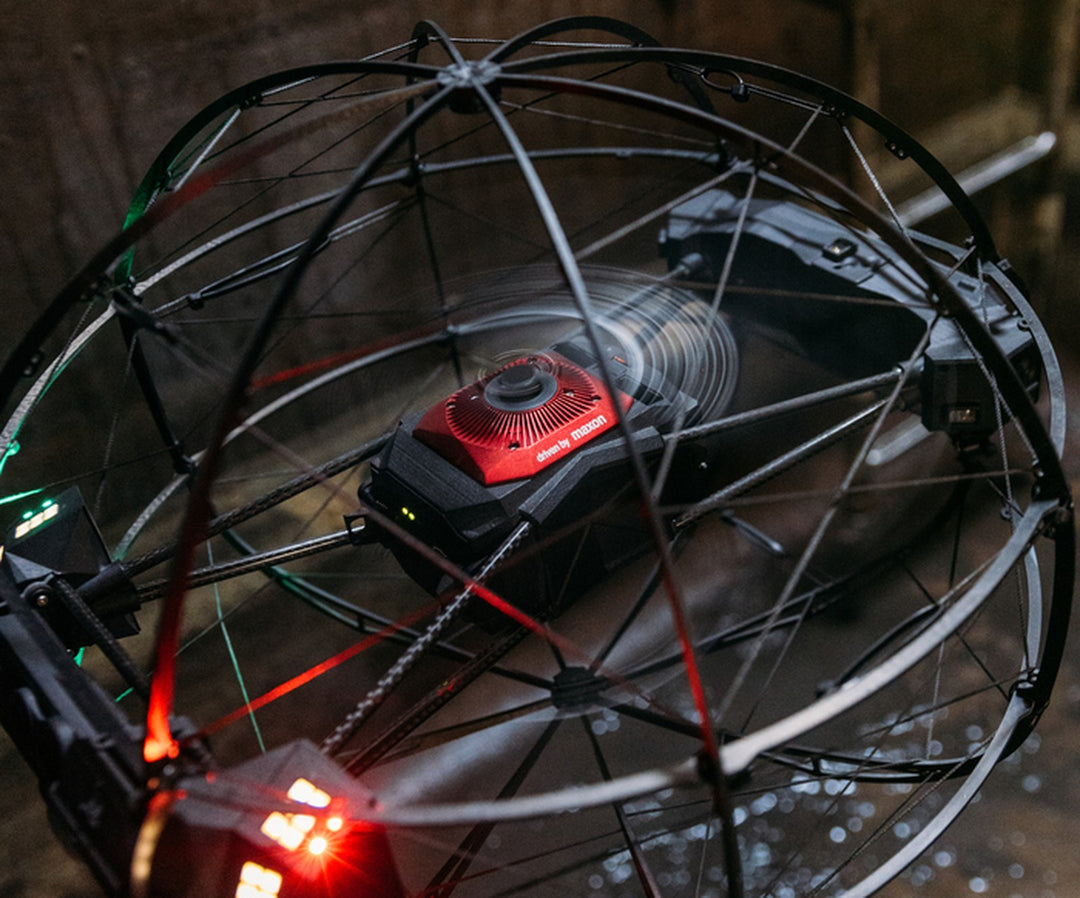 Flybotix ASIO Pro drone propellers spinning inside its protective cage