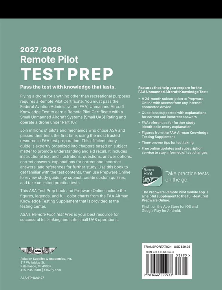 ASA 2027–2028 Remote Pilot Test Prep with Prepware Online